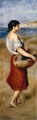 niña con una cesta de pescado Pierre Auguste Renoir